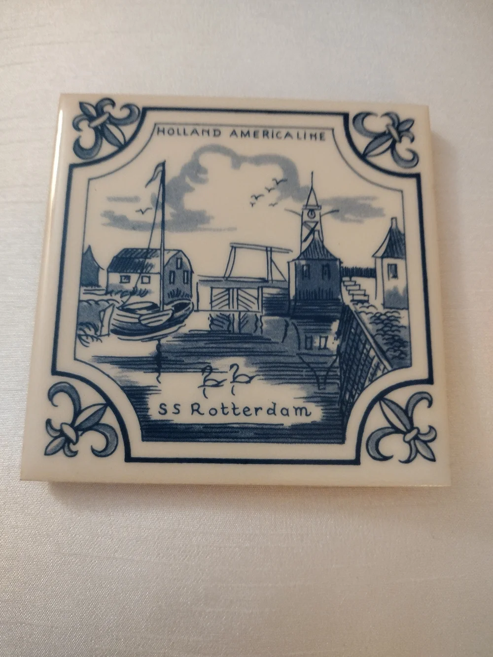 Blue and White Delft-Style Tile Plaque - Coaster